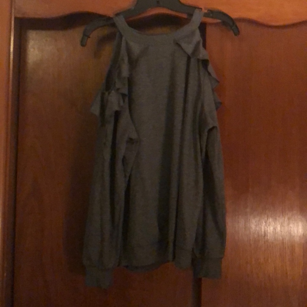 Express Ruffle Cold Shoulder Sweatshirt M